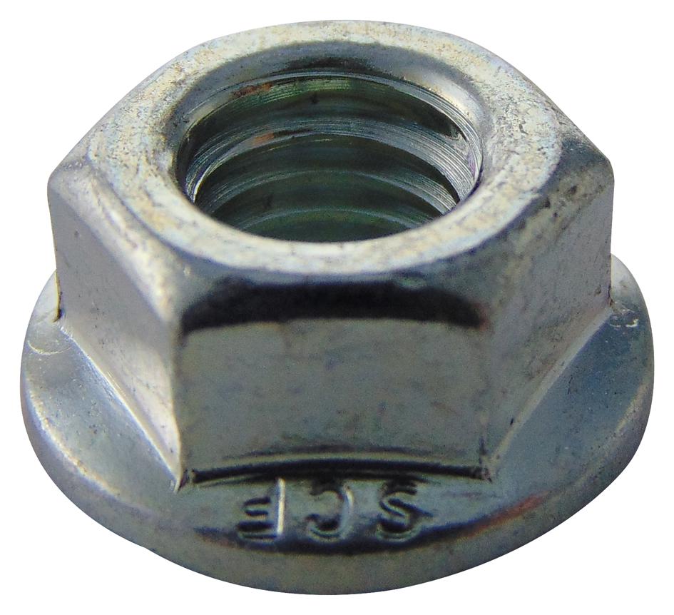 Tr Fastenings M8- Sfst-Z100- Flange Nut, Serrated, Bzp, M8, Pk100