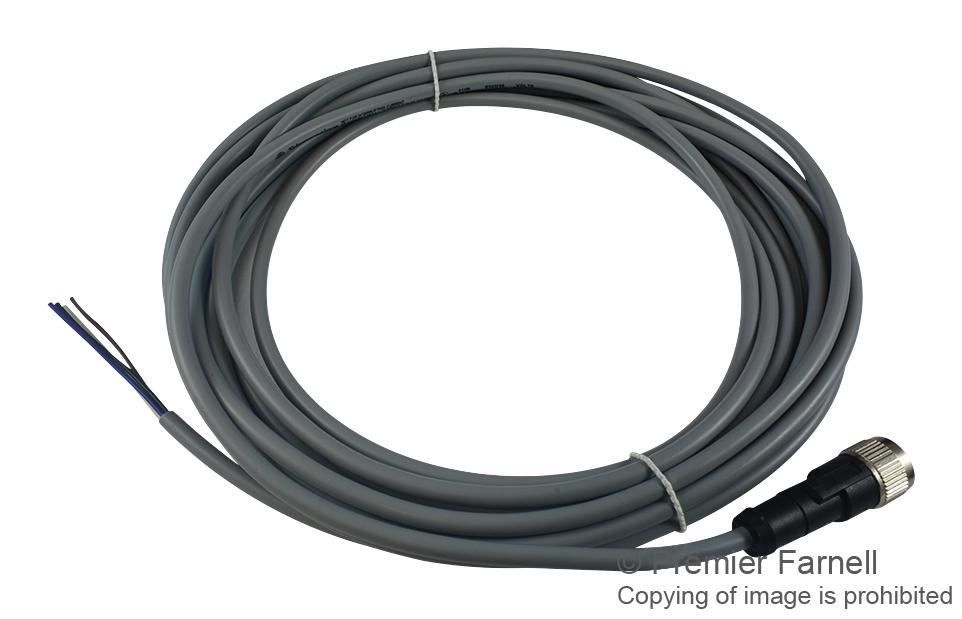 Telemecanique Sensors Xzcpv1141L5 Cable Assy, M12 4Pos Rcpt-Free End, 5M