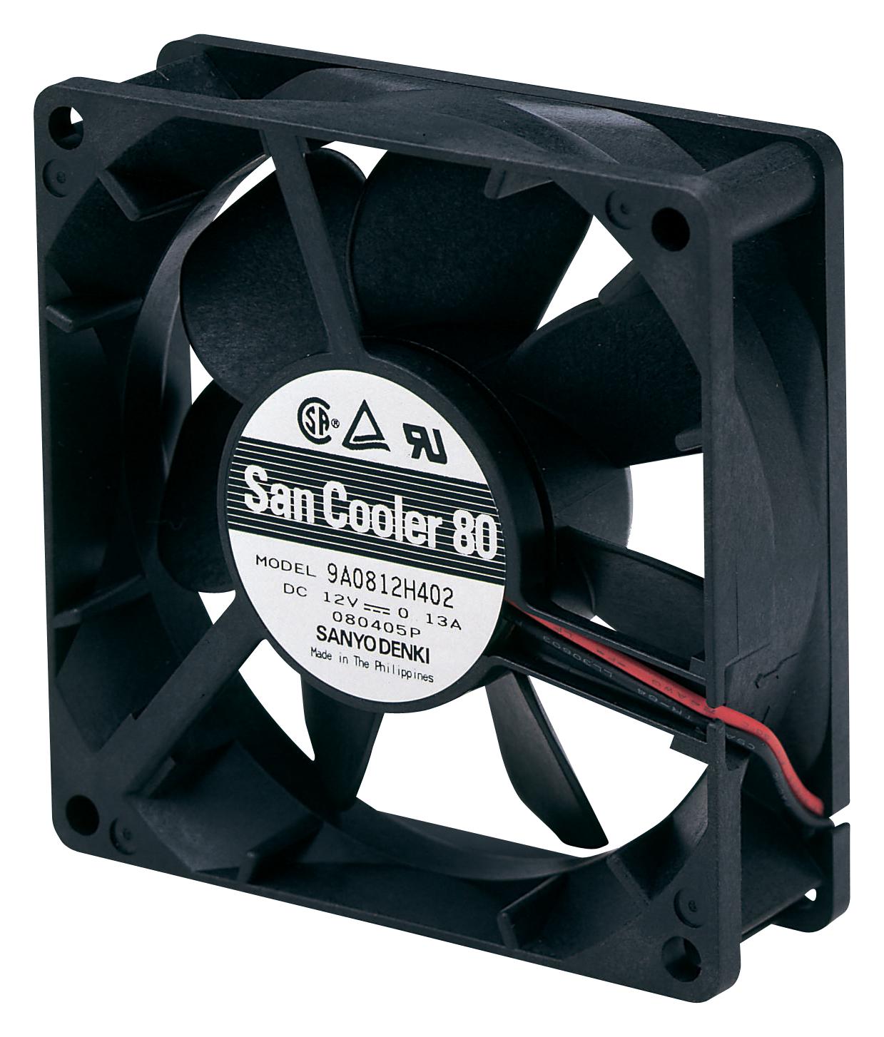 Sanyo Denki 9A0824S4021 Axial Fan, 80Mm, 24Vdc, 42.4Cfm, 34Dba