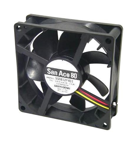 Sanyo Denki 9S0812F401 Axial Fan, 80Mm, 12Vdc, 32.8Cfm, 24Dba