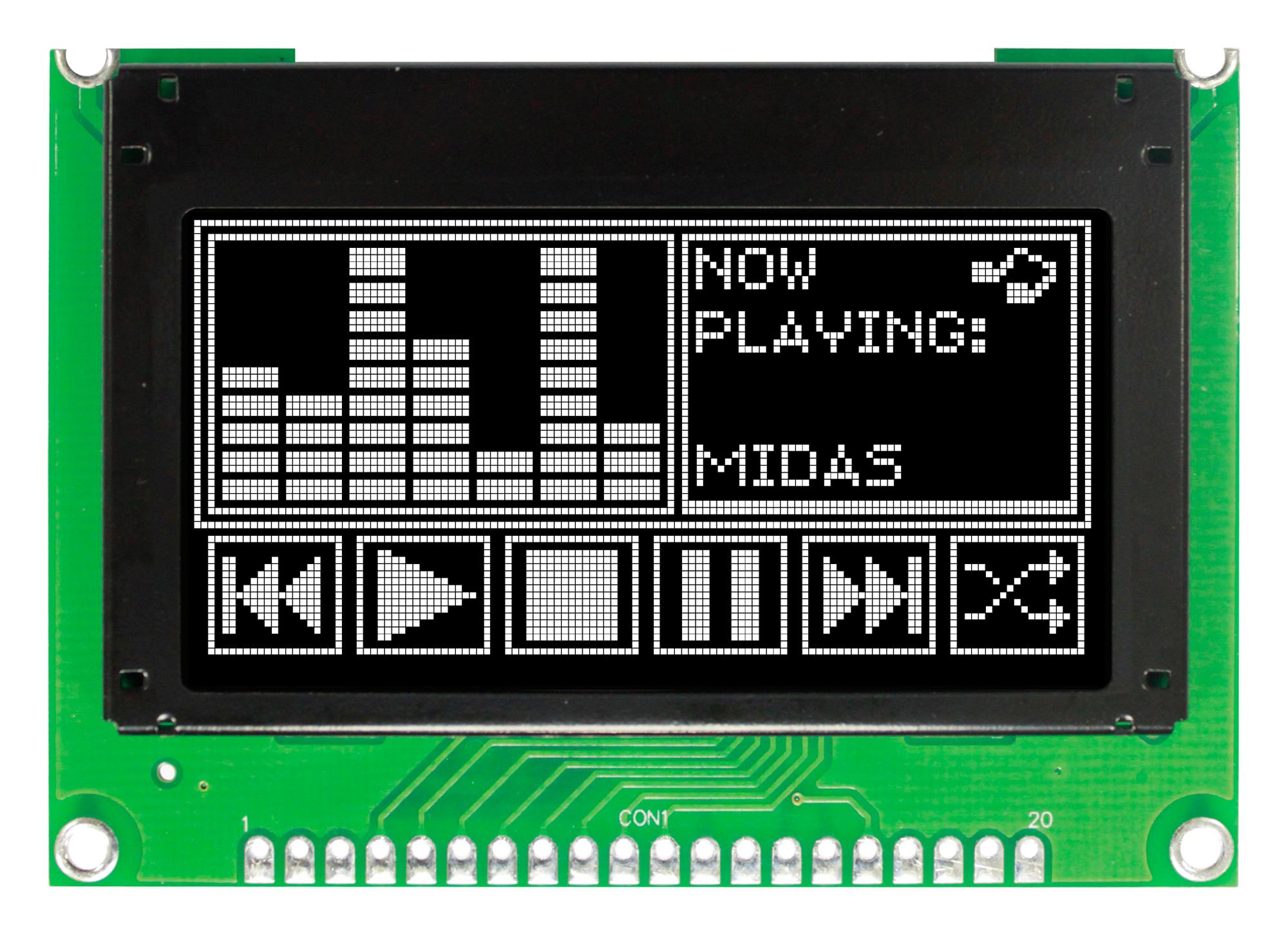 Midas Displays Mcob128064T1V-Wp Display, Oled, Cob, 128X64 Pixels