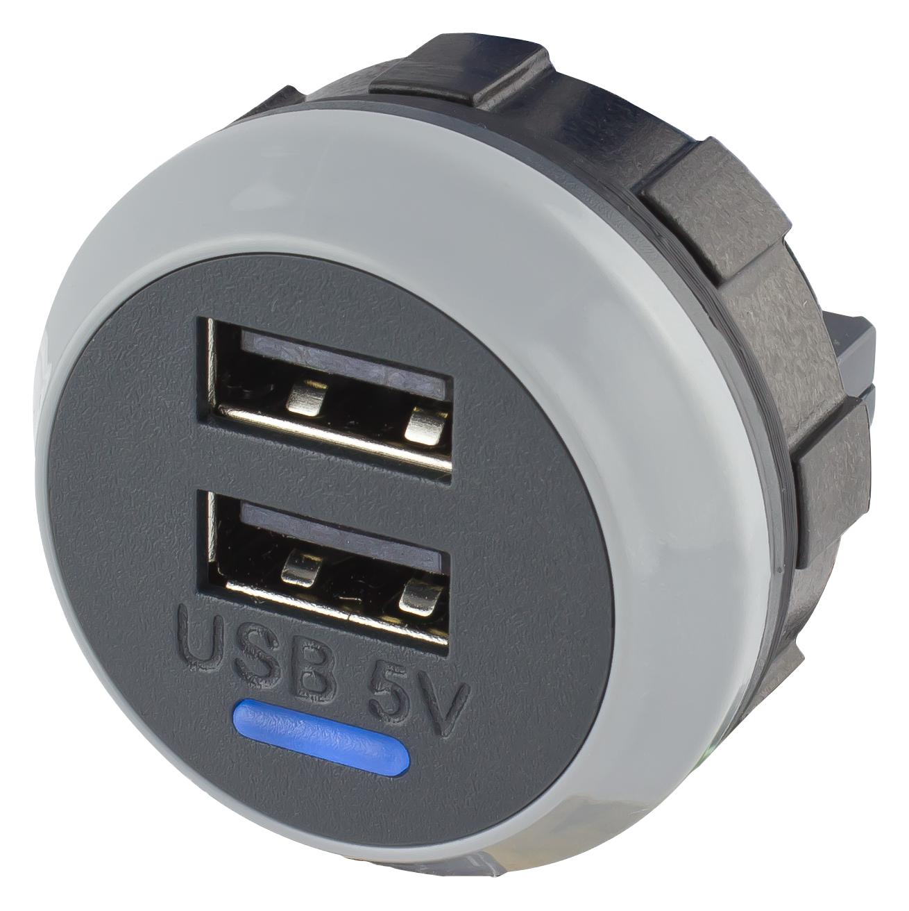 Alfatronix Pvpro-D Usb Charger Rcpt, 2Port, 5Vdc, Black