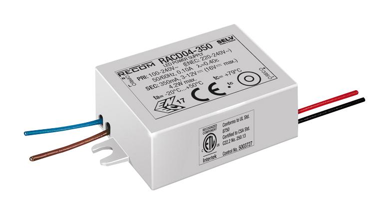 Recom Power Racd04-350 Led Driver, Single O/p, Cc Mode, 4W