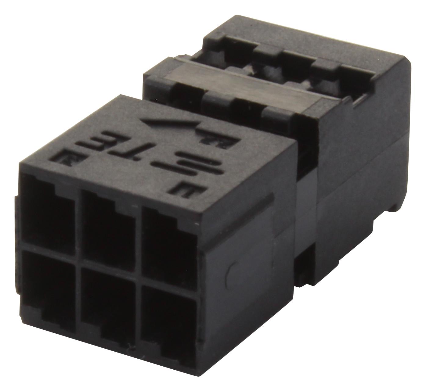 Te Connectivity 185311-1 Rcpt Housing, 6Pos, Pbt Gf, Black