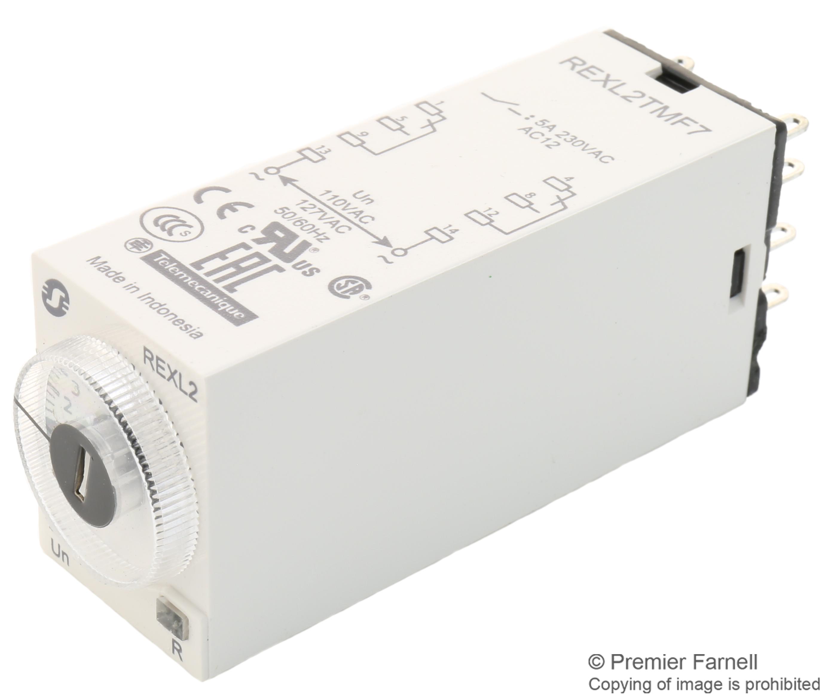 Schneider Electric Rexl2Tmf7 Time Delay Relay, Dpdt, 100Hour, 120Vac