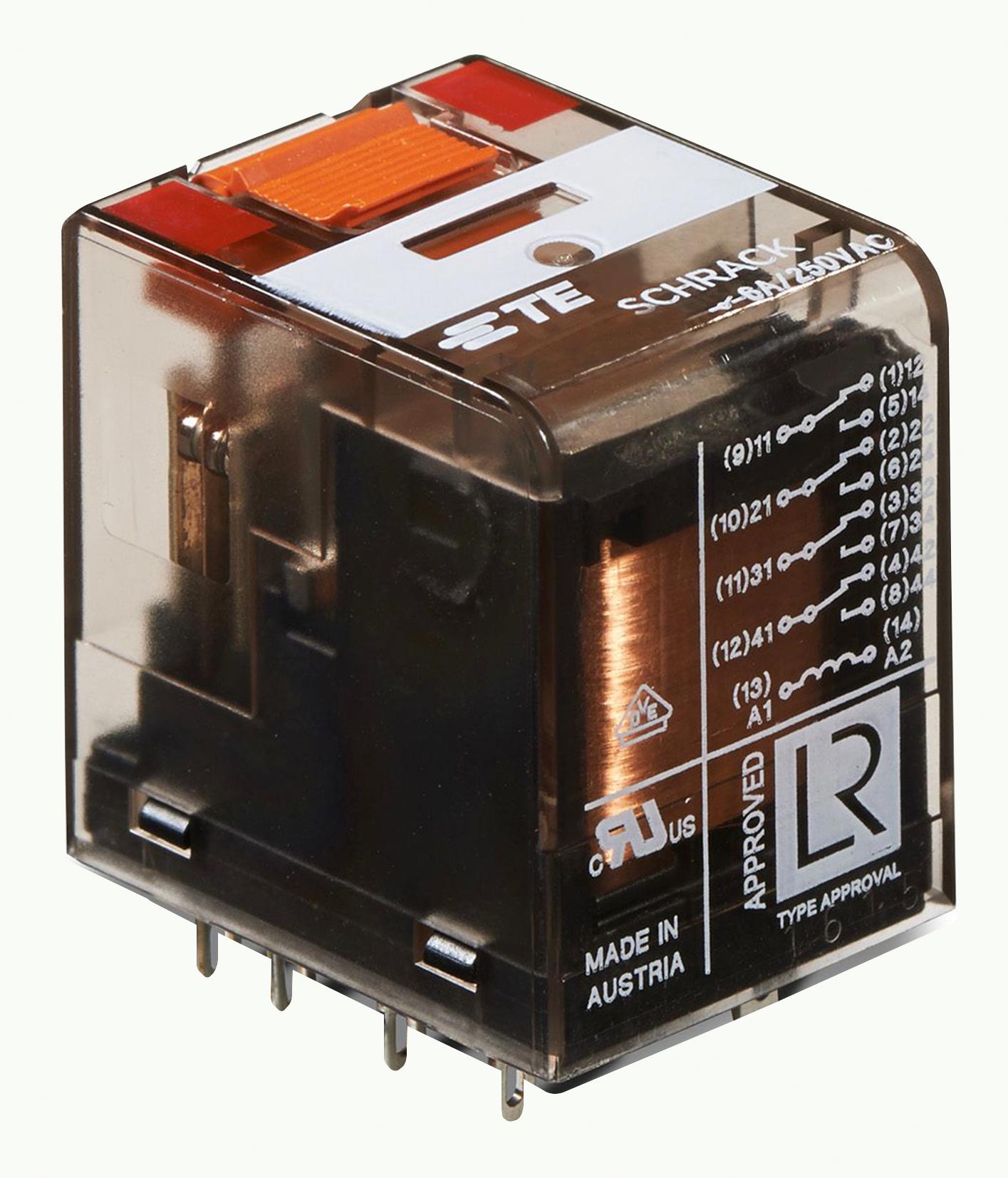 Schrack - Te Connectivity Pt570560 Power Relay, 4Pdt, 6A, 240Vac, Socket