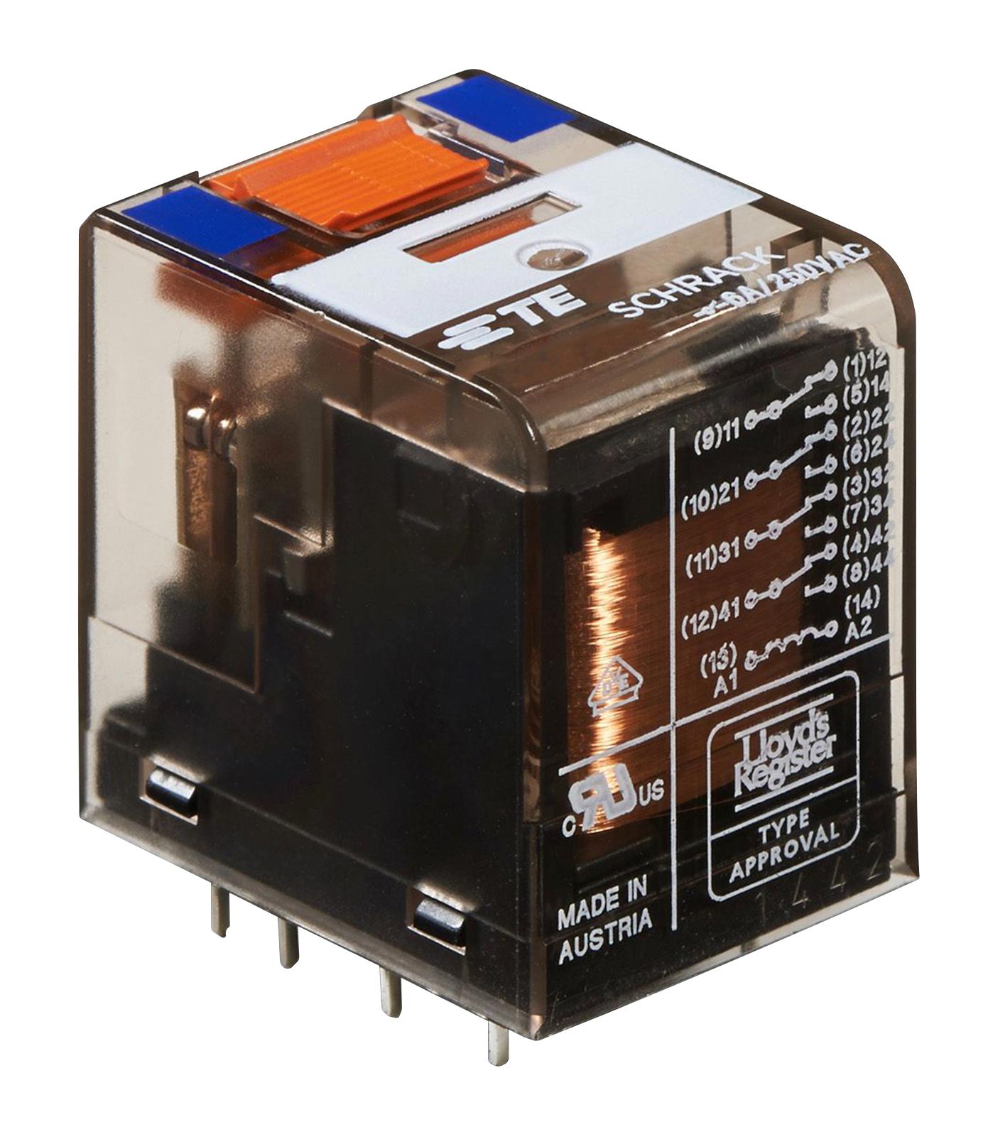 Schrack - Te Connectivity 3-1415358-1 Power Relay, 4Pdt, 6A, 240Vac, Th