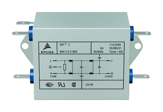 Epcos B84113C0000B110 Power Line Filter, Standard, 10A, 250V