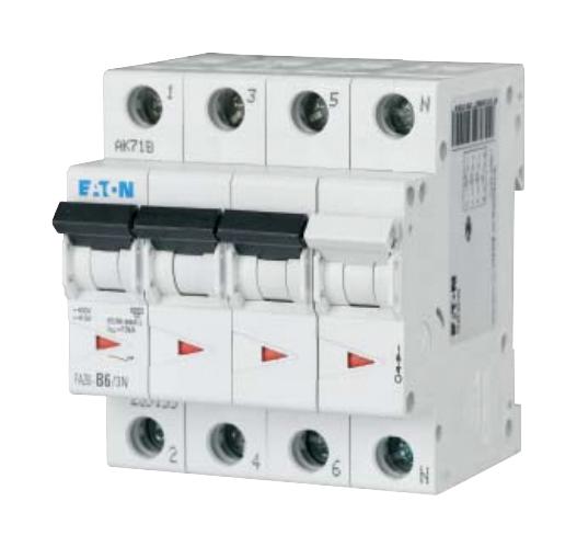 Eaton Moeller Faz6-C25/3N Miniature Ckt Breaker, 3P+N, 25A, 230Vac