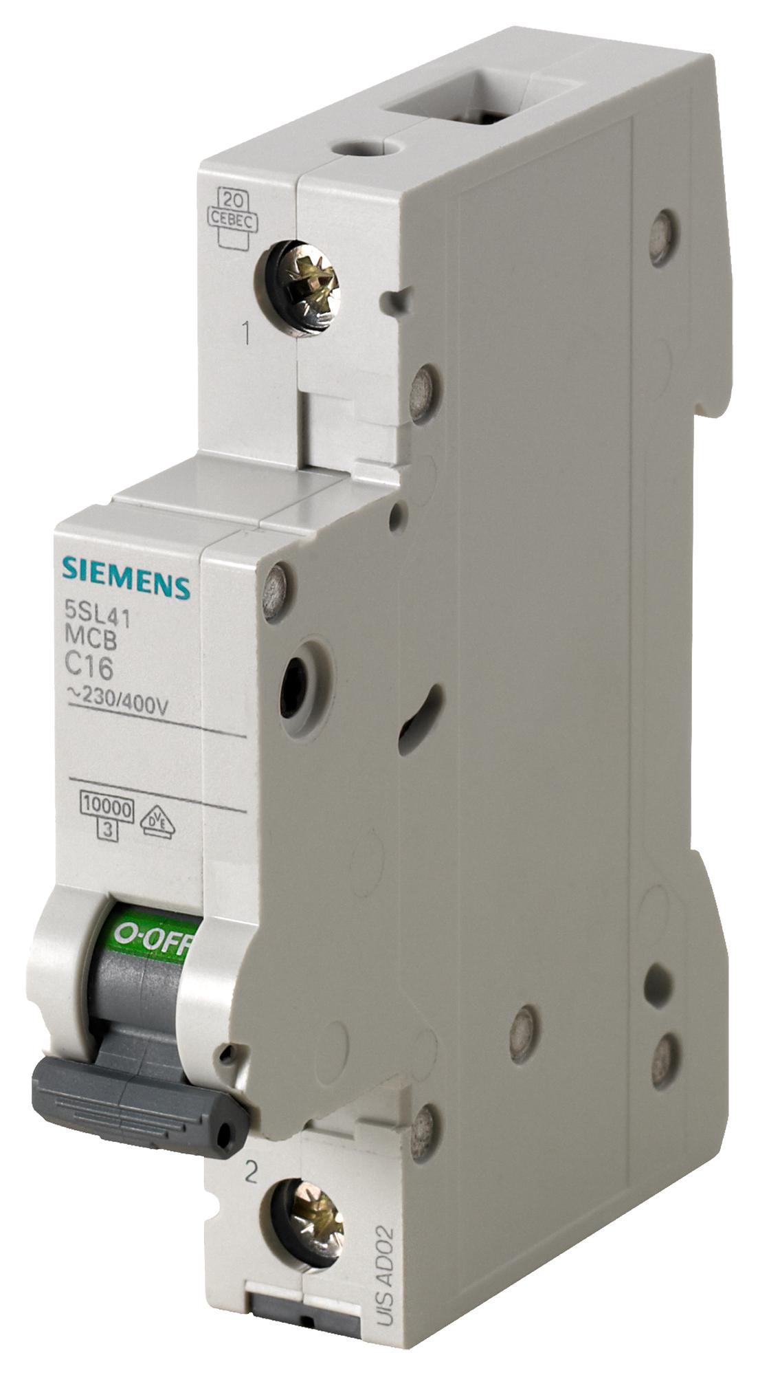 Siemens 5Sl6106-6 Miniature Ckt Breaker, 1P, 6A, 400Vac