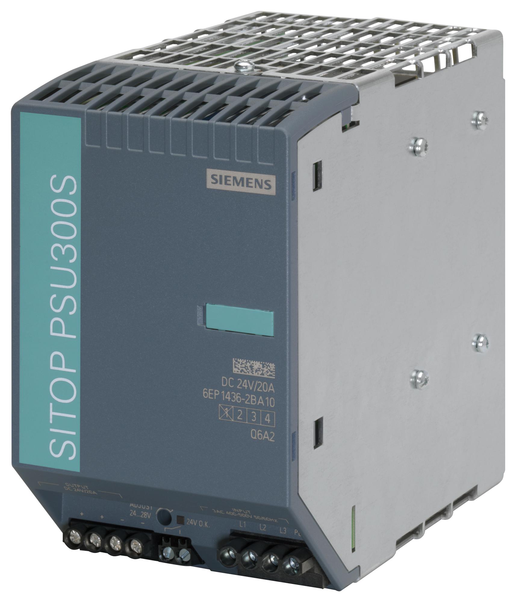 Siemens 6Ep1436-2Ba10 Power Supply, Ac-Dc, 24V, 20A