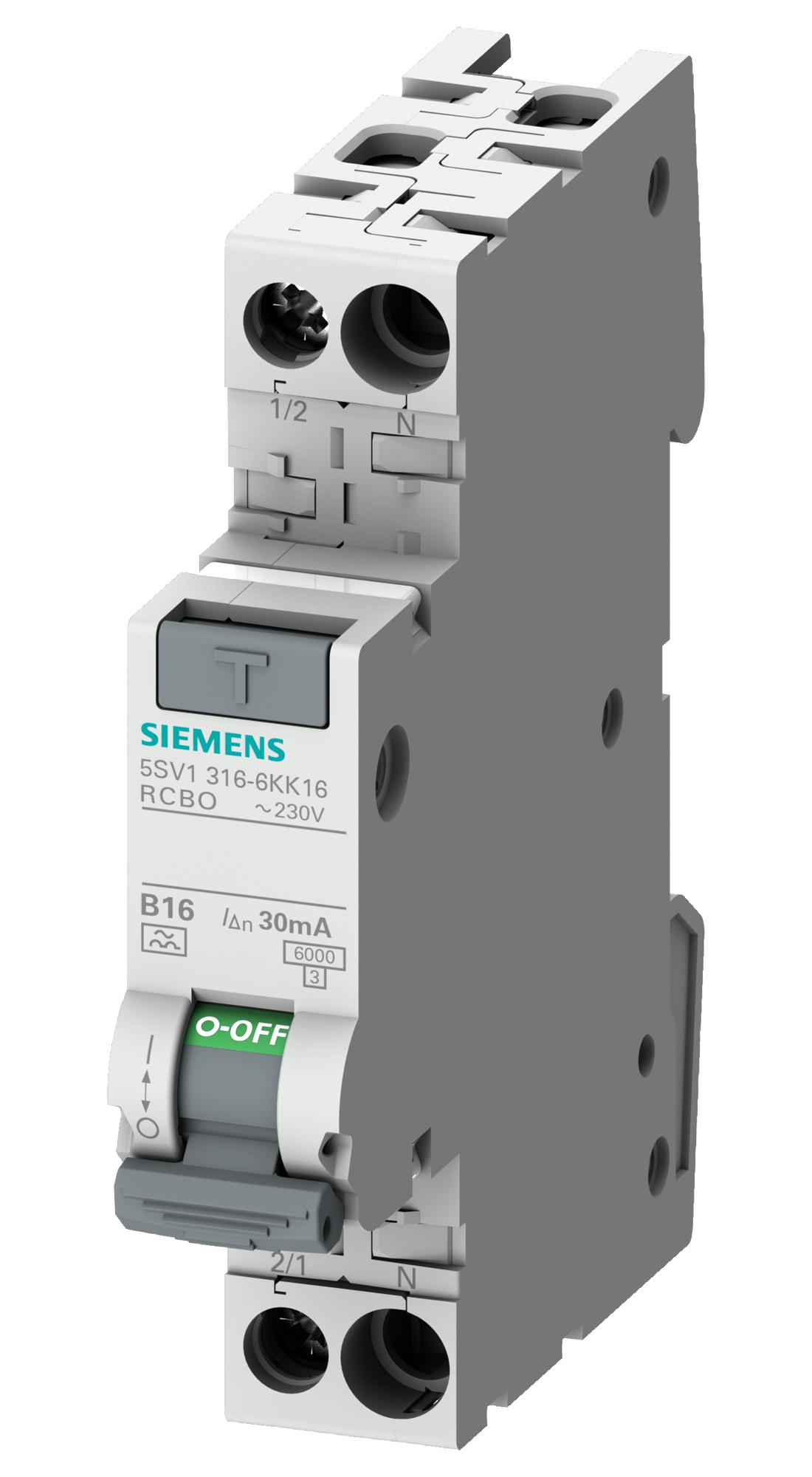 Siemens 5Sv1316-6Kk13 Rcbo, 2P, 13A, 230Vac