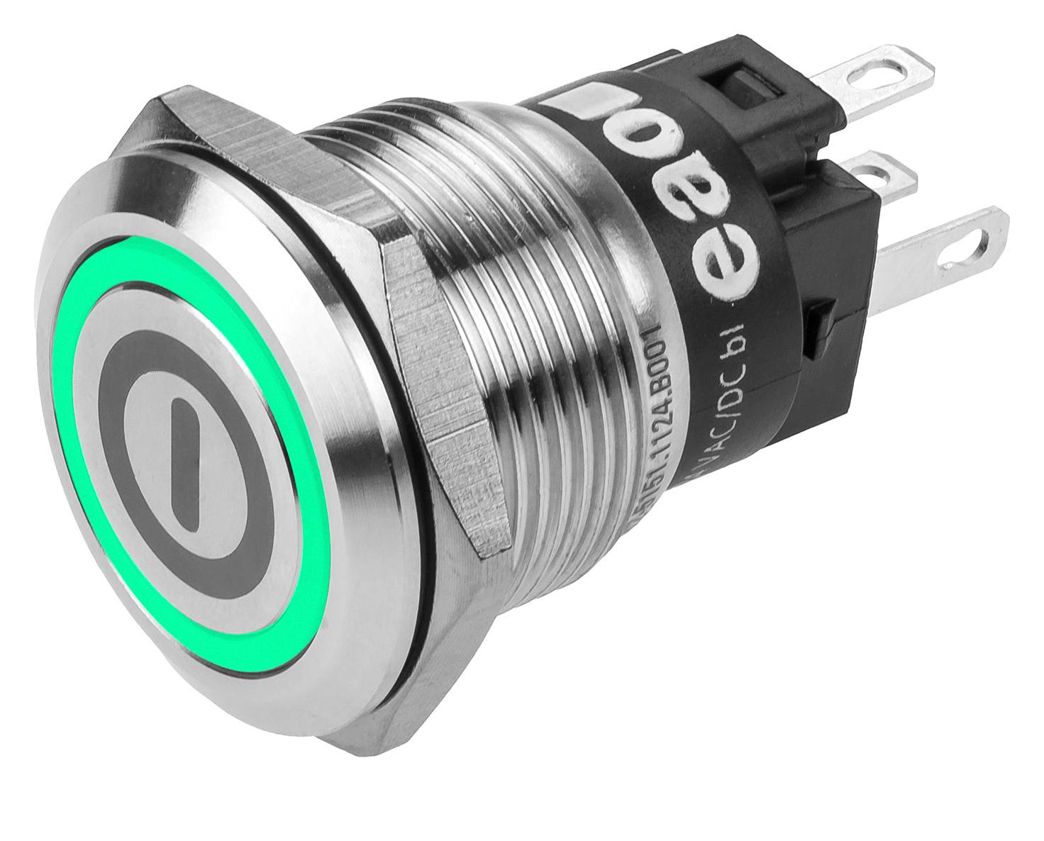 Eao 82-5151.2134.b001 Anti Vandal Sw, Spdt, 3A/240V, 19Mm, Grn