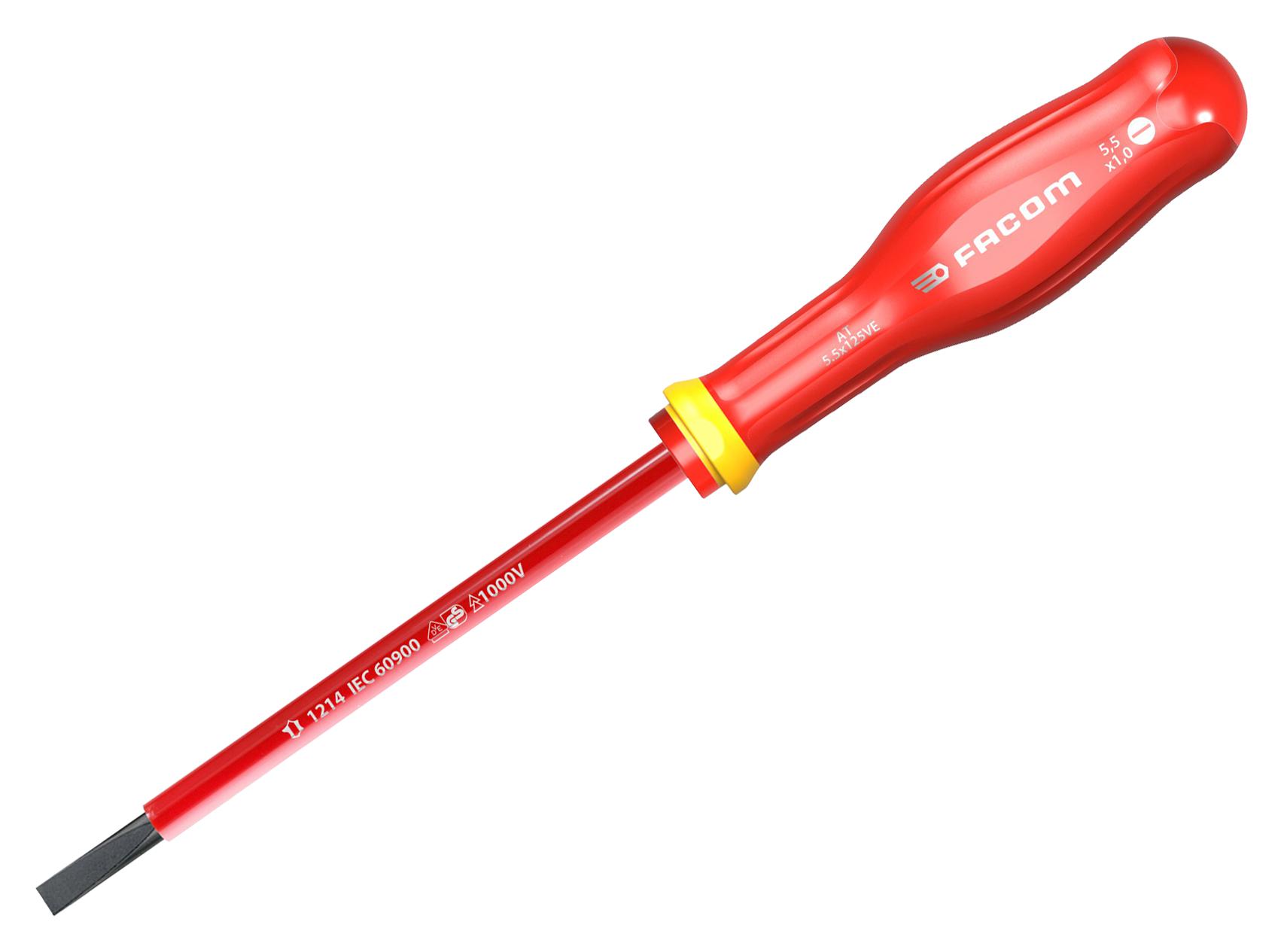 Facom At5.5X150Ve Screwdriver, Slot, 5.5Mm, 150Mm