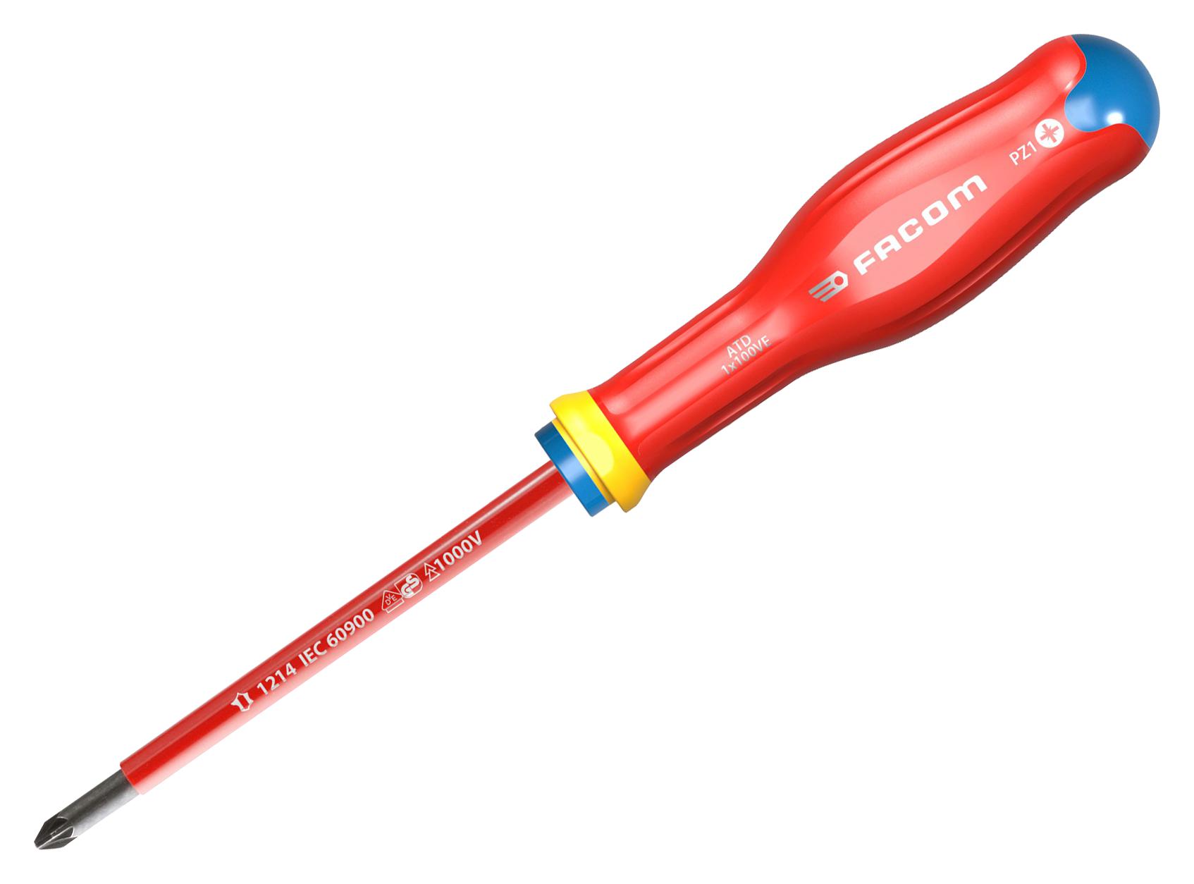 Facom Atd1X100Ve Screwdriver, Pz1, 100Mm, 209Mm