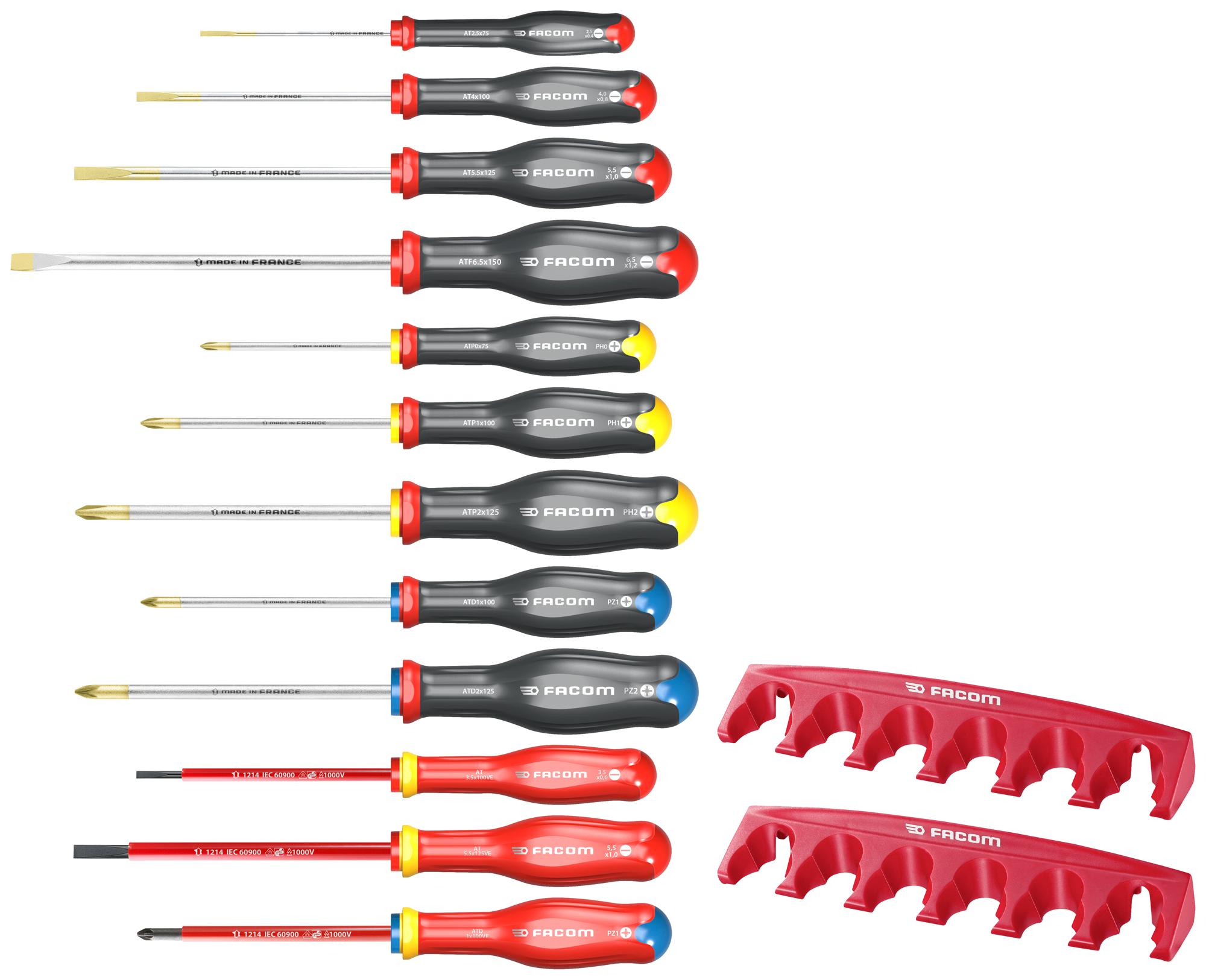 Facom At.j12R1Pb Screwdriver Set, 12Pc