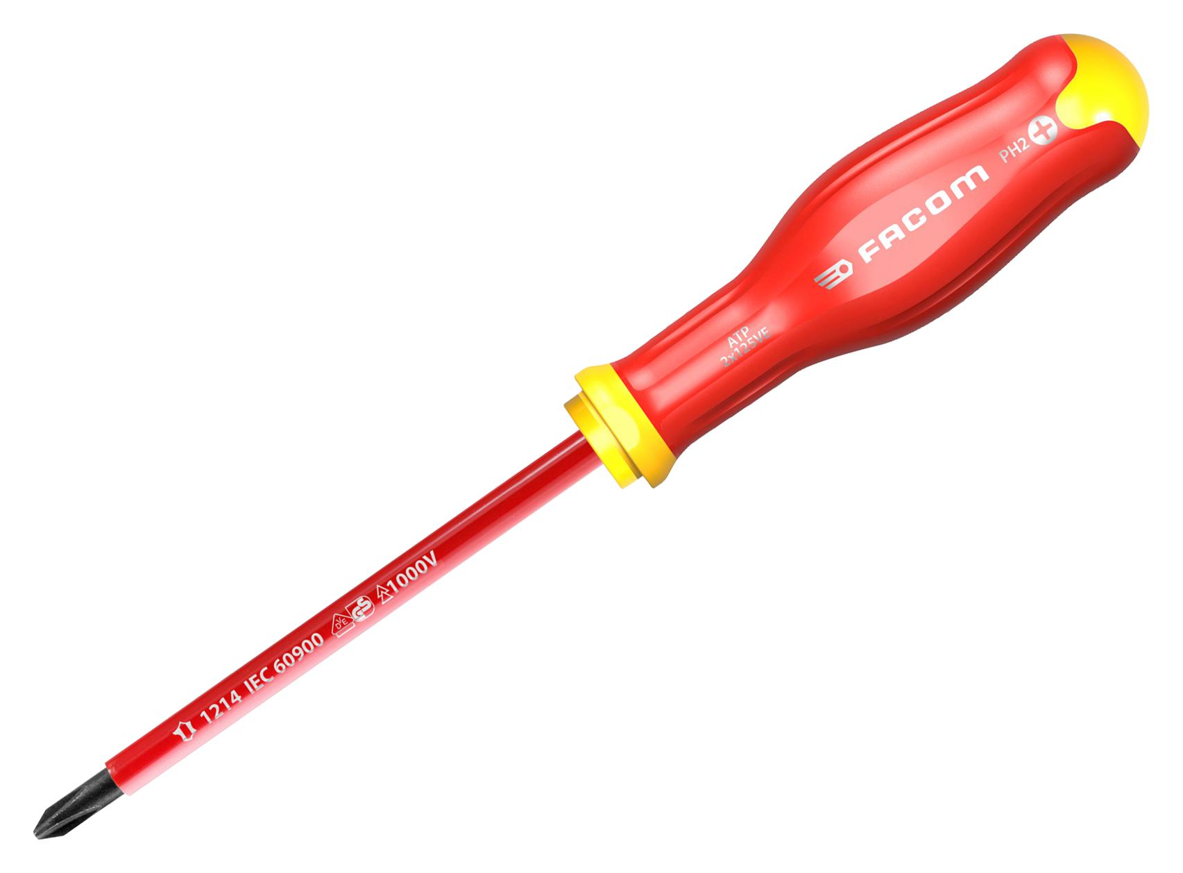 Facom Atp2X125Ve Screwdriver, Ph2, 125Mm, 215Mm