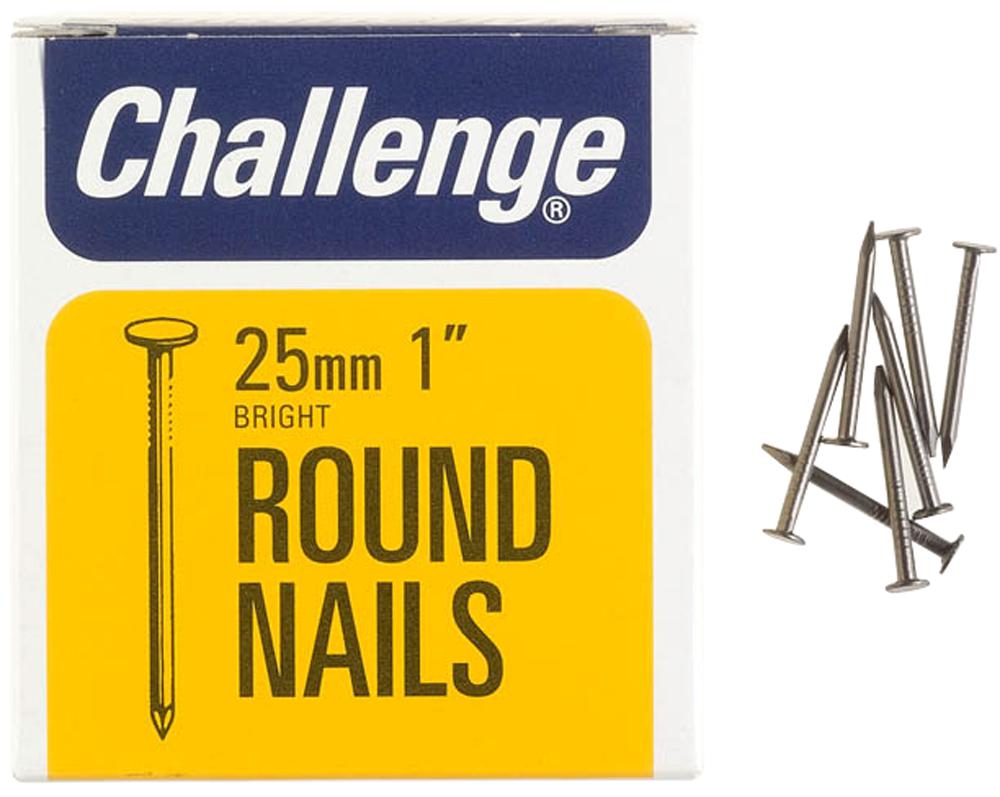 Challenge 12002 Round Nails Bright, 25Mm (225G)