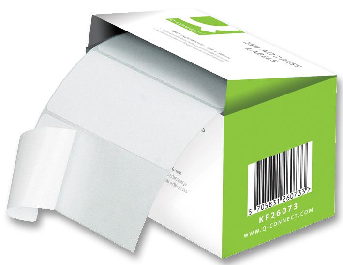 Q Connect Kf26073 Address Labels, 89X36Mm, 250 Roll, Pk250