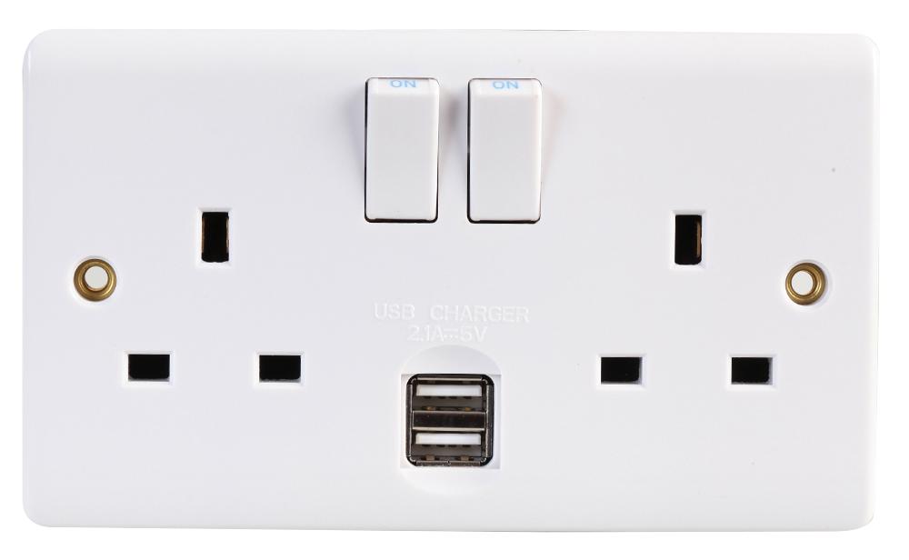 Volex Accessories D1500Usbnr Casa 2G Sw Socket + 2.1A Usb Port