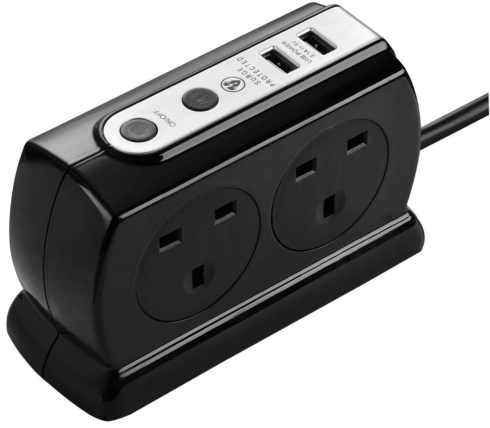 Masterplug Srgdsu42Pb-Mp Extension 4 Gang 2Xusb 3.1A 2M Black