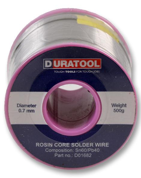 Duratool D01682 Solder Wire, Sn60-Pb40, 0.7Mm, 500G