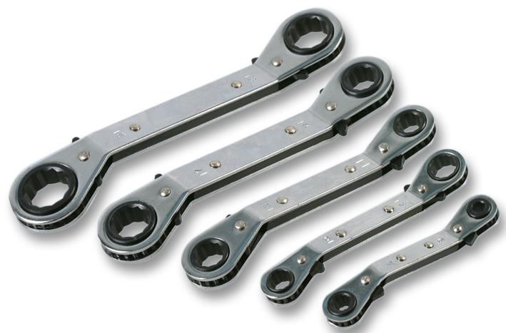 Duratool D00227 Spanner Set, Offset Ratchet, Metric, 5Pc