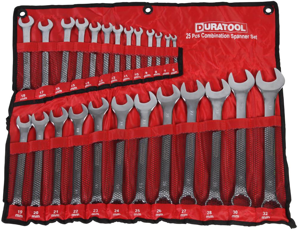 Duratool D03081 Spanner Set, W/nylon Pouch, Combo, 25Pc