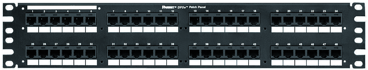 Panduit Dp485E88Tgy Patch Panel, Cat5E, 48Port, 2Rack U