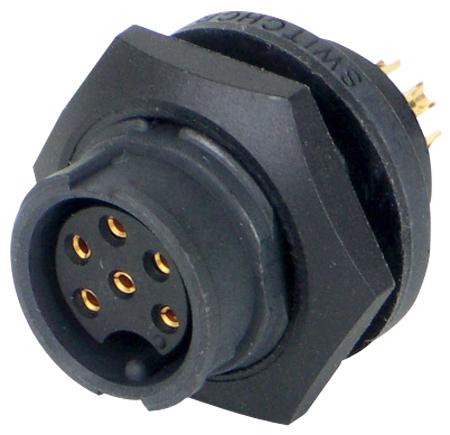 Switchcraft/conxall En3P6Fx Connector, Receptacle, 6 Pin, Panel Mount