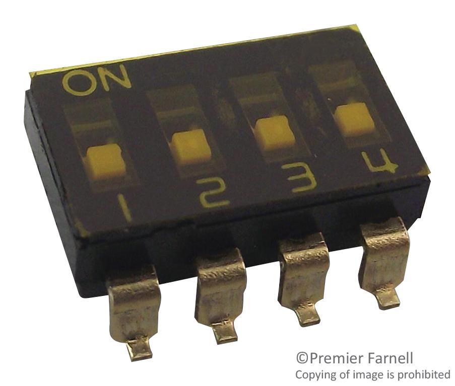 E-Switch Kae04Tggt. Dip Switch, 4Pos, Spst, Slide, Smd