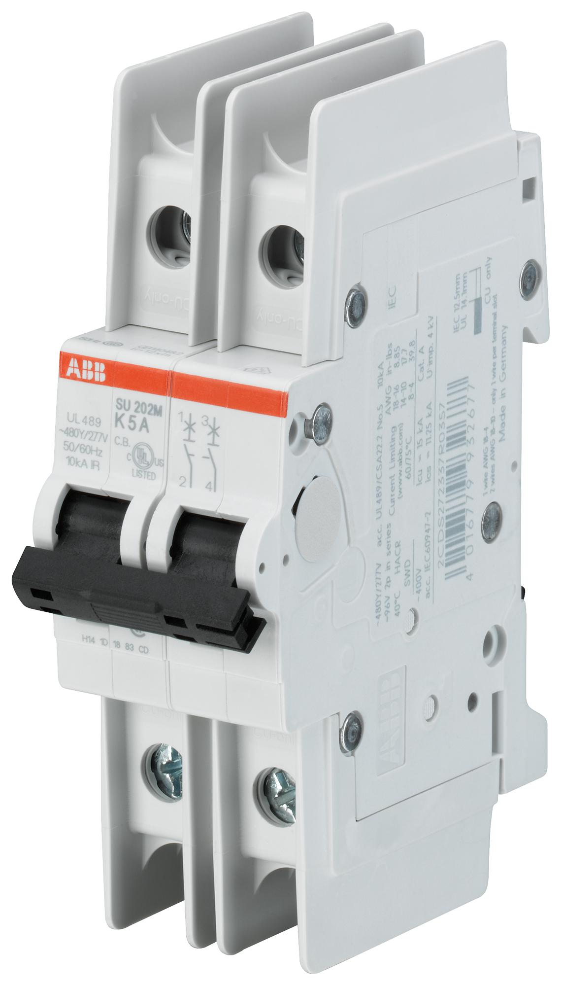 Abb Su202M-K10 Circuit Breaker, 2 Pole, 10A