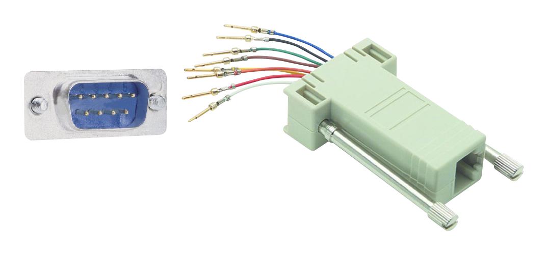 L-Com Ra098M Adaptor, 9Pos D-Sub Plug/8Pos Jack Rj45