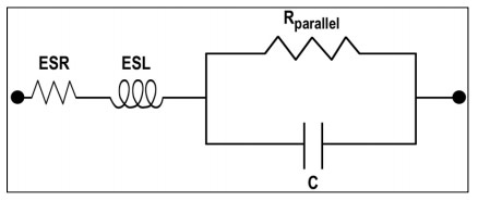 Equivalent circuit of a capacitor with parasitic inductance and resistance Equivalent circuit of a capacitor with parasitic inductance and resistance